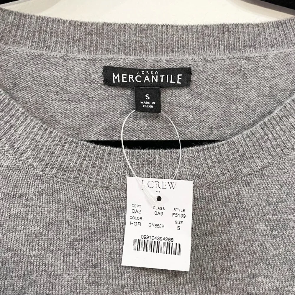 New J.Crew Cotton Wool Teddie Sweater Heather Gray Small